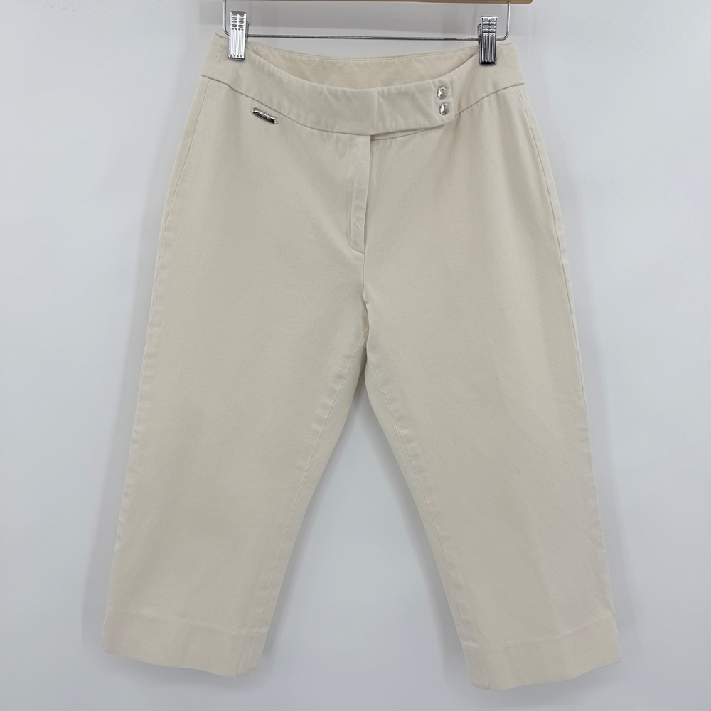 Lauren Ralph Lauren Riding Capri Women 8P Cream Equestrian Side Button Pants